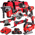 Milwaukee 18V Cordless 8 Piece Tool Kit with 3 x 5.0Ah Batteries & Charger in Bag T4TM-2