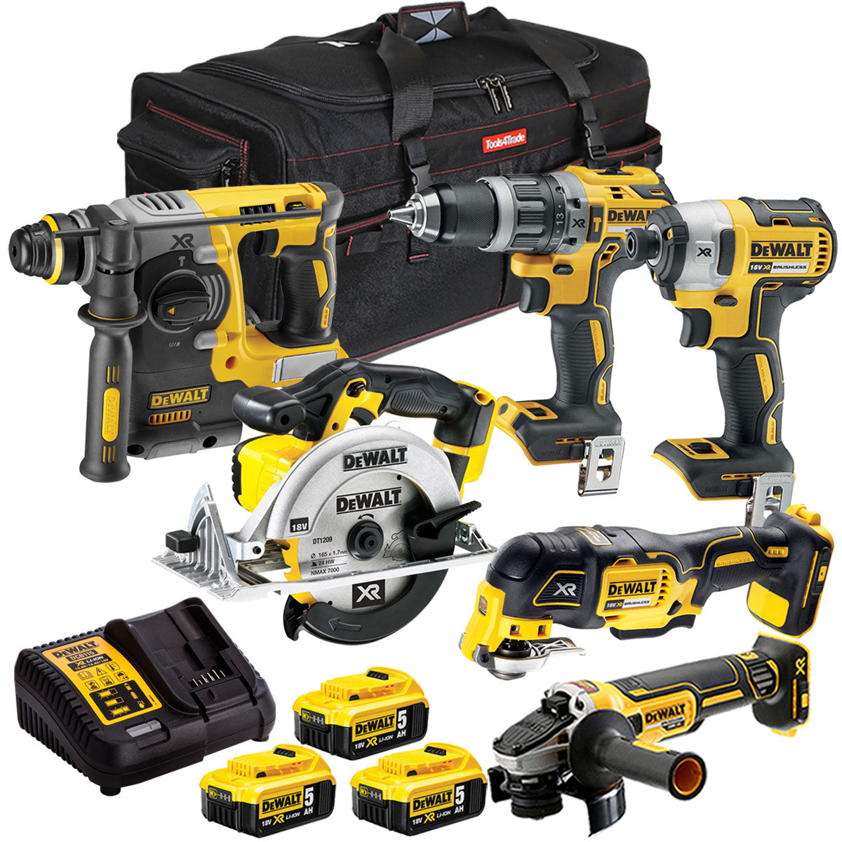 Dewalt 18V 6 Piece Power Tool Kit with 3 x 5.0Ah Battery & Charger T4TKIT-1133
